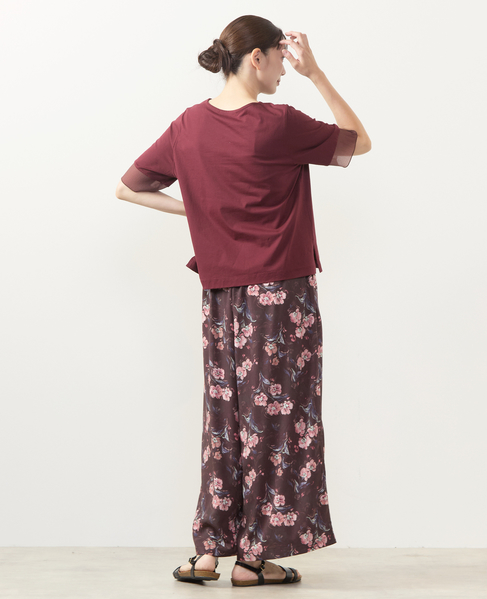 【フラワーPT＆無地アソートタックパンツ】 詳細画像 ボルドー 8
