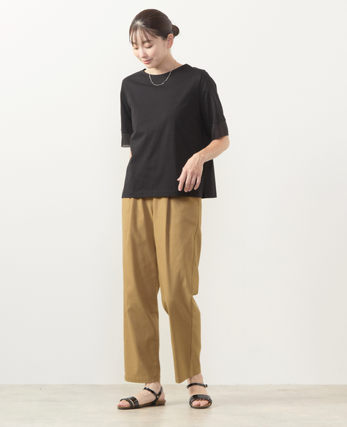 【ツイルストレッチタックゆるテーパードパンツ】 詳細画像 キャメル 6