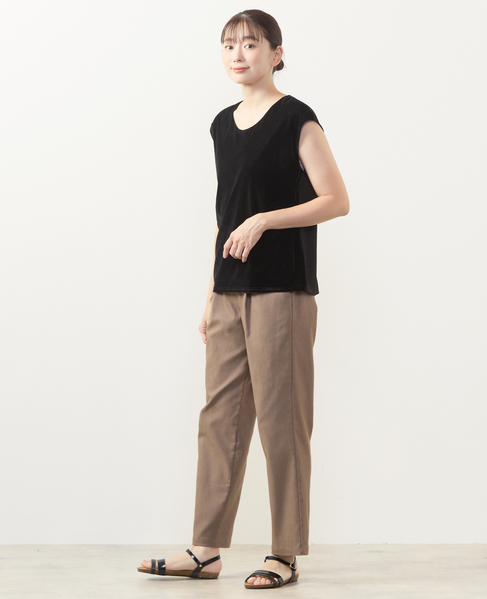 【ツイルストレッチタックゆるテーパードパンツ】 詳細画像 ブラウン系その他 4