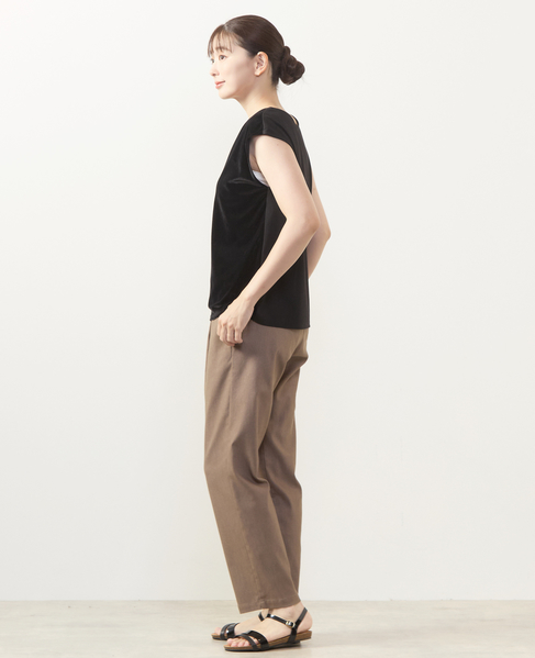 【ツイルストレッチタックゆるテーパードパンツ】 詳細画像 ブラウン系その他 6