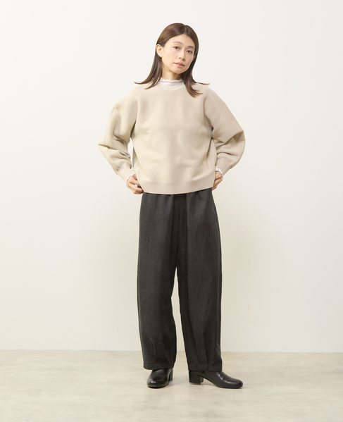 【超軽量ガーター編みクルーネックプルオーバー】 詳細画像 ベージュ 8