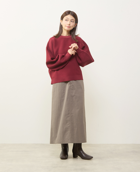 【超軽量ガーター編みクルーネックプルオーバー】 詳細画像 レッド 9