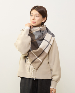 【カシミヤタッチ杢チェックストール】
