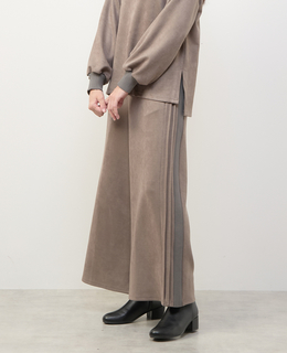 【スエード×リブロングワイドパンツ】