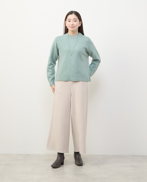 【スエード×リブロングワイドパンツ】 詳細画像 グレイッシュベージュ 8