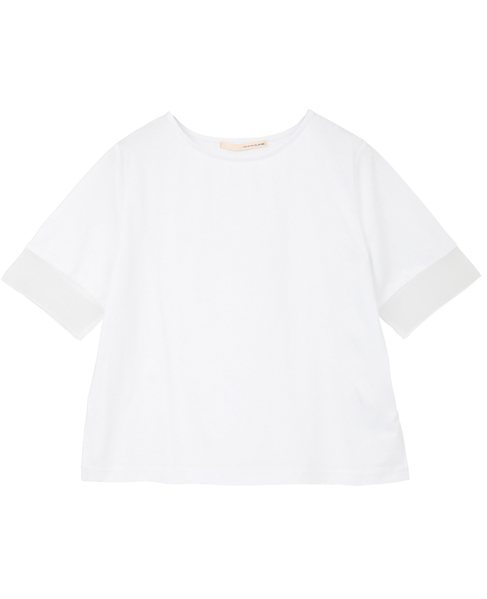 【袖口シアーファブリック切り替えTシャツ】 詳細画像 オフホワイト 13