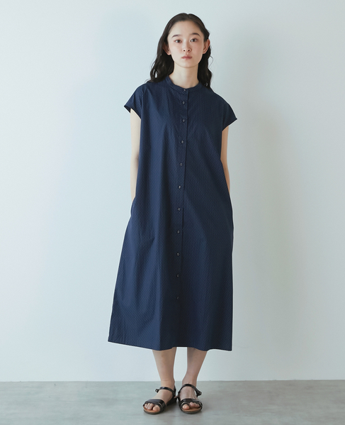 《別注》【The Duchess Designs/ザ・ダッチェス・デザイン】バンドカラーシャツワンピース 詳細画像 ネイビー 1