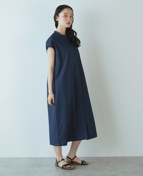 《別注》【The Duchess Designs/ザ・ダッチェス・デザイン】バンドカラーシャツワンピース 詳細画像 ネイビー 2