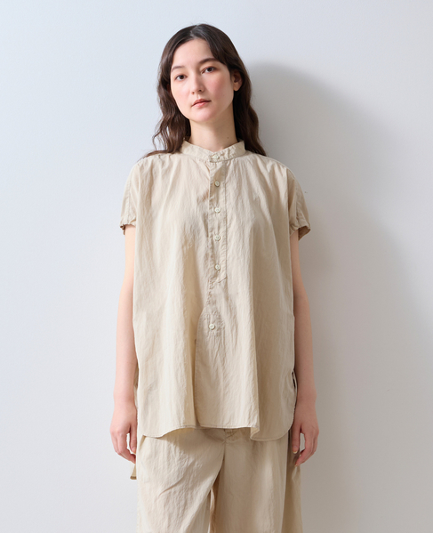《別注》【ROYAL NAVY/ロイヤルネイビー】バンドカラーシャツ 詳細画像 グレイッシュベージュ 1