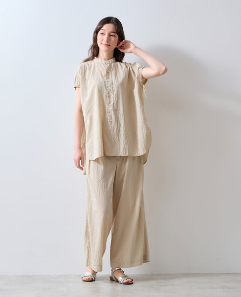 《別注》【ROYAL NAVY/ロイヤルネイビー】バンドカラーシャツ 詳細画像 グレイッシュベージュ 4