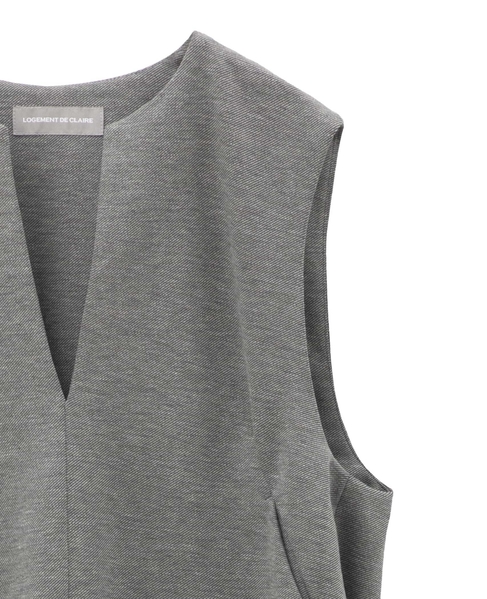 Vネックスリーブレスワンピース 詳細画像 グレー 12