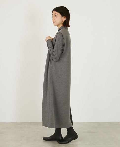 Vネックスリーブレスワンピース 詳細画像 グレー 3