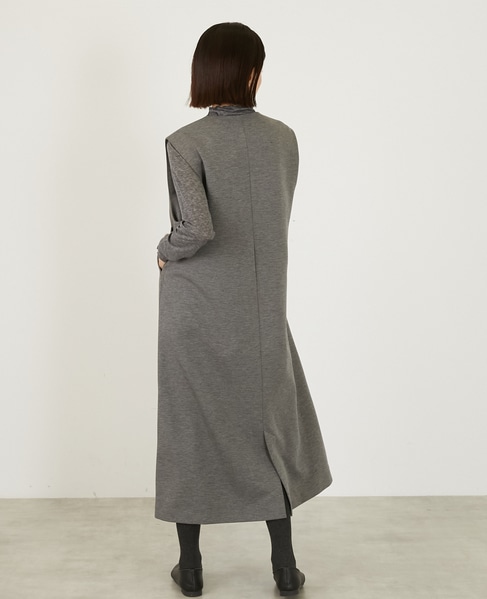 Vネックスリーブレスワンピース 詳細画像 グレー 5