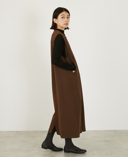 Vネックスリーブレスワンピース 詳細画像 ブラウン 5