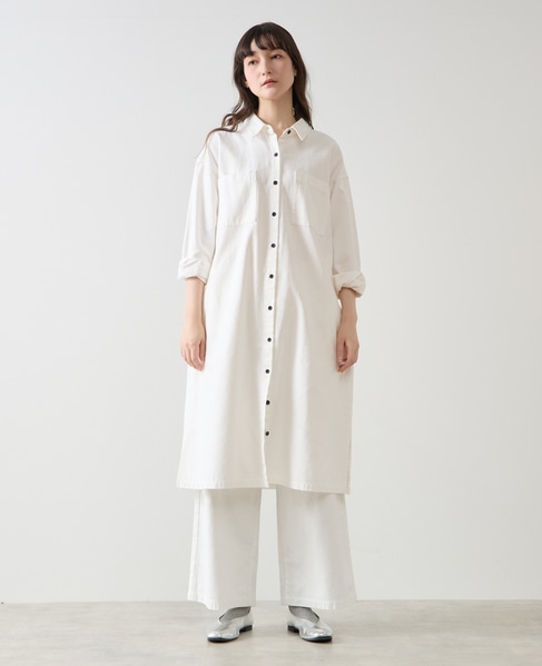 ポケット付きシャツワンピース 詳細画像 ホワイト 2