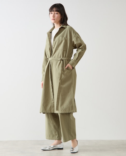 ポケット付きシャツワンピース 詳細画像 カーキ 2