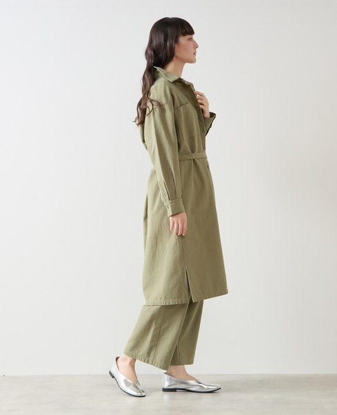 ポケット付きシャツワンピース 詳細画像 カーキ 6