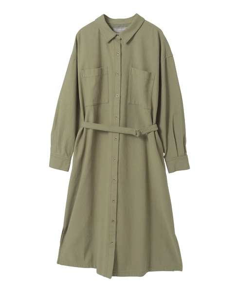 ポケット付きシャツワンピース 詳細画像 カーキ 8
