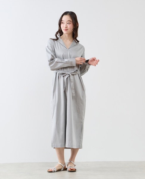 オープンカラーワンピース 詳細画像 ライトグレー 3