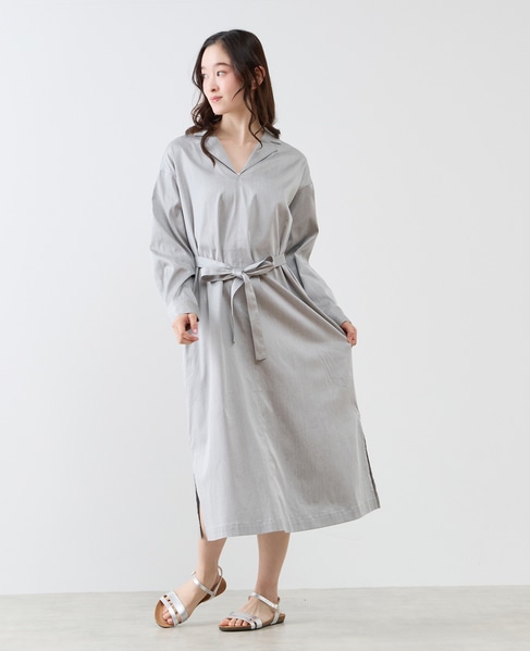 オープンカラーワンピース 詳細画像 ライトグレー 5
