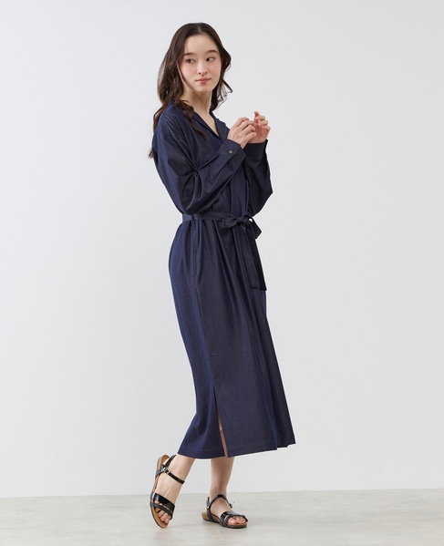 オープンカラーワンピース 詳細画像 インディゴブルー 3