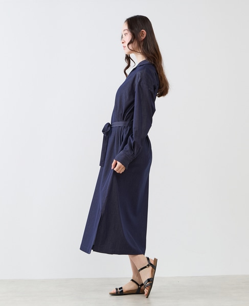 オープンカラーワンピース 詳細画像 インディゴブルー 5