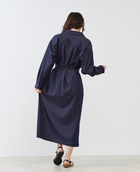 オープンカラーワンピース 詳細画像 インディゴブルー 8