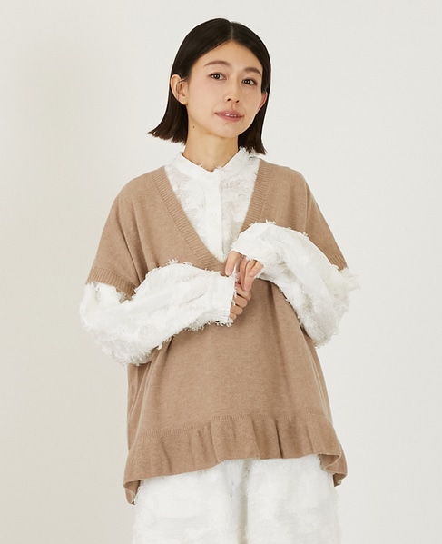 【LOURMARIN】フリンジジャガードブラウス 詳細画像 オフホワイト 1