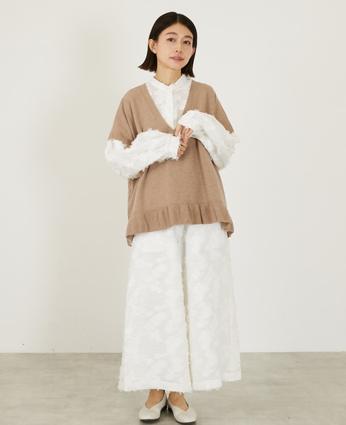 【LOURMARIN】フリンジジャガードブラウス 詳細画像 オフホワイト 2