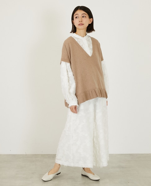 【LOURMARIN】フリンジジャガードブラウス 詳細画像 オフホワイト 7