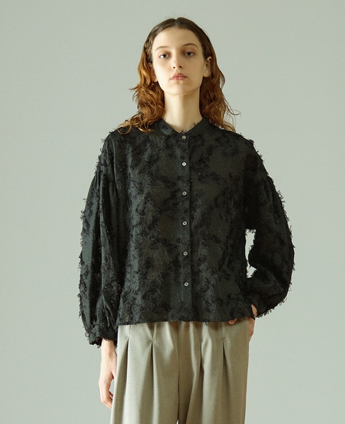 【LOURMARIN】フリンジジャガードブラウス 詳細画像 ブラック 1