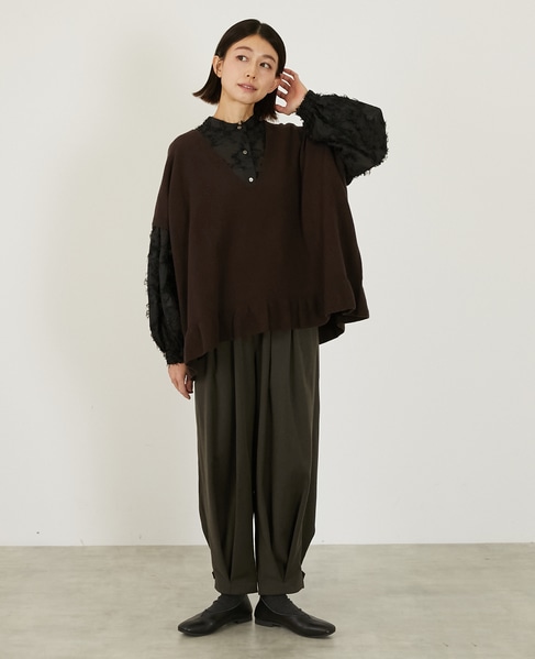 【LOURMARIN】フリンジジャガードブラウス 詳細画像 ブラック 10