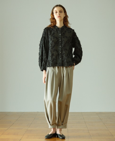 【LOURMARIN】フリンジジャガードブラウス 詳細画像 ブラック 2