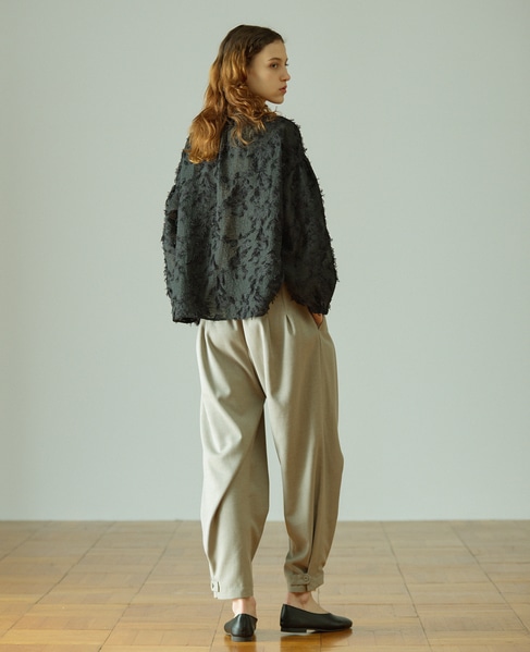 【LOURMARIN】フリンジジャガードブラウス 詳細画像 ブラック 4