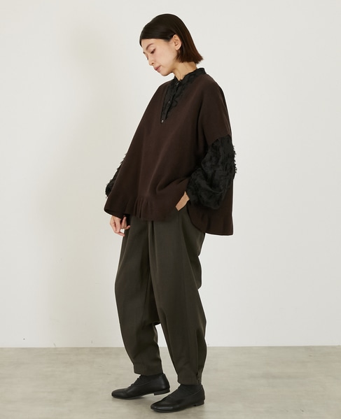 【LOURMARIN】フリンジジャガードブラウス 詳細画像 ブラック 6