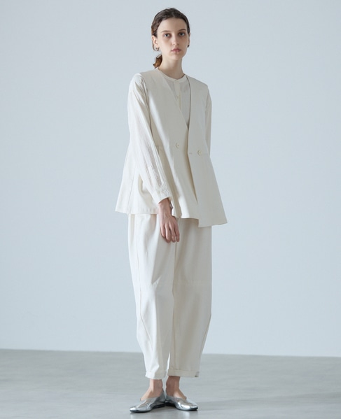 フレアーヘムピンタックブラウス 詳細画像 オフホワイト 2