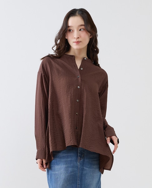 フレアーヘムピンタックブラウス 詳細画像 ブラウン 1