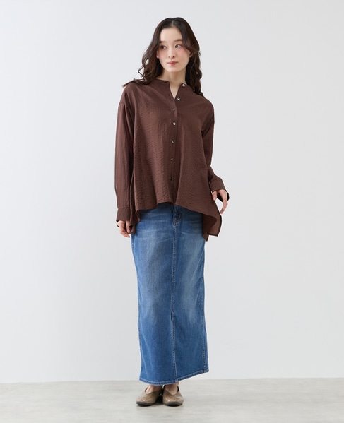 フレアーヘムピンタックブラウス 詳細画像 ブラウン 2