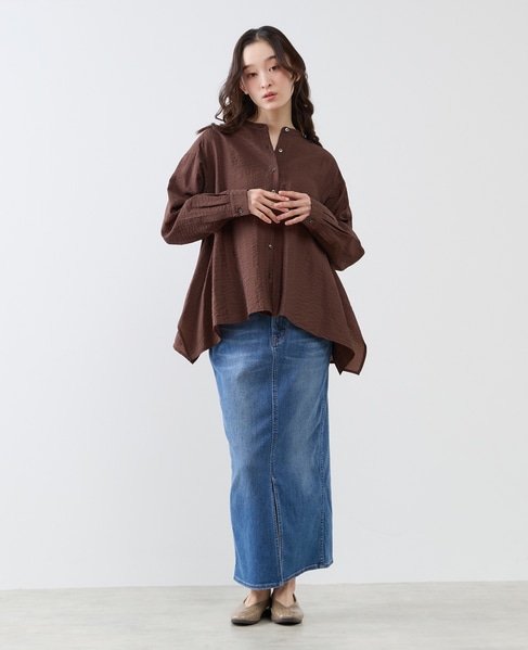 フレアーヘムピンタックブラウス 詳細画像 ブラウン 3