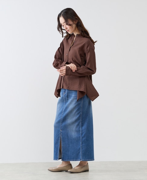 フレアーヘムピンタックブラウス 詳細画像 ブラウン 4