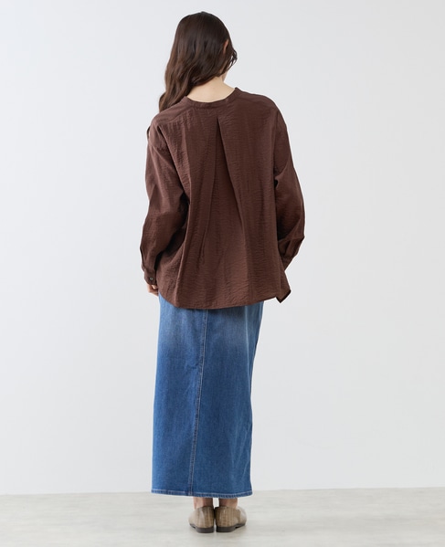 フレアーヘムピンタックブラウス 詳細画像 ブラウン 6