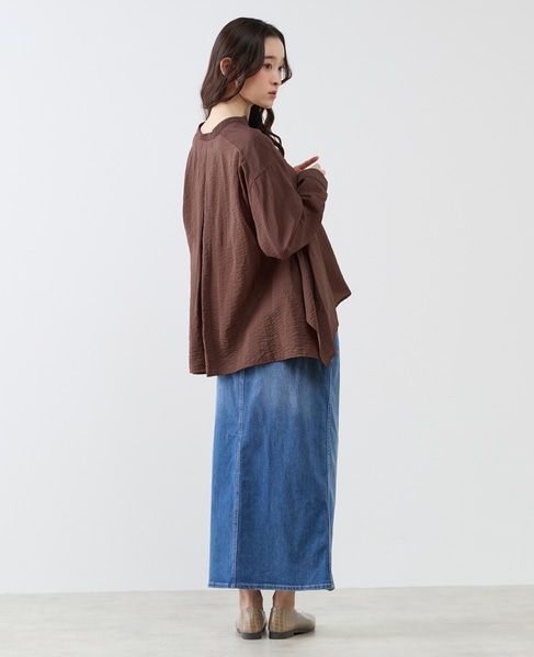 フレアーヘムピンタックブラウス 詳細画像 ブラウン 7