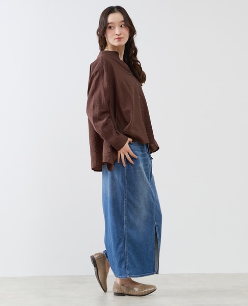 フレアーヘムピンタックブラウス 詳細画像 ブラウン 8