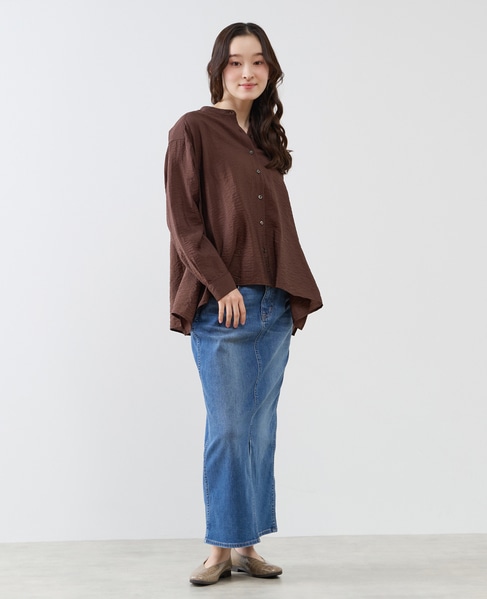 フレアーヘムピンタックブラウス 詳細画像 ブラウン 9