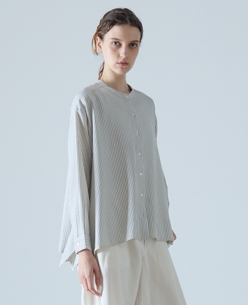 フレアーヘムピンタックブラウス 詳細画像 グレー 1