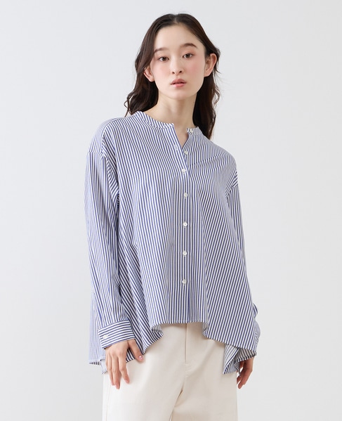 フレアーヘムピンタックブラウス 詳細画像 ブルー 1