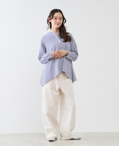 フレアーヘムピンタックブラウス 詳細画像 ブルー 10