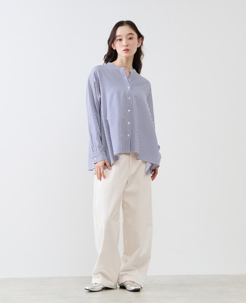 フレアーヘムピンタックブラウス 詳細画像 ブルー 2