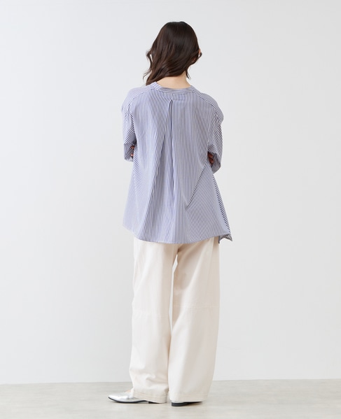 フレアーヘムピンタックブラウス 詳細画像 ブルー 8