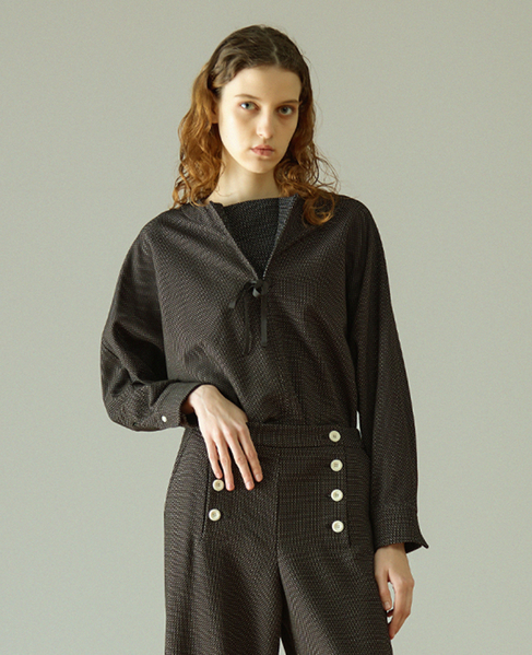 【LOURMARIN】クルーネックドルマンブラウス 詳細画像 ブラック 1